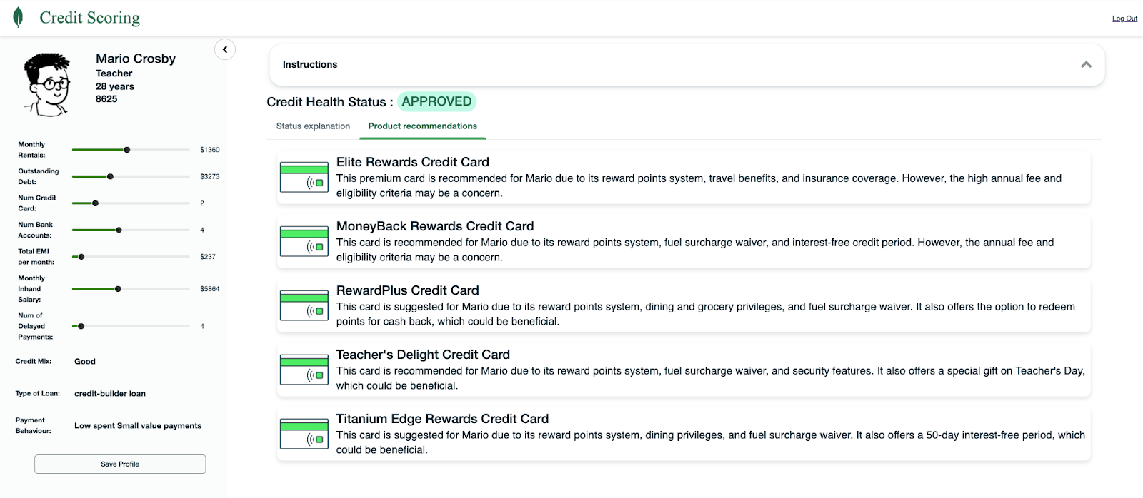 Example of an approved application.