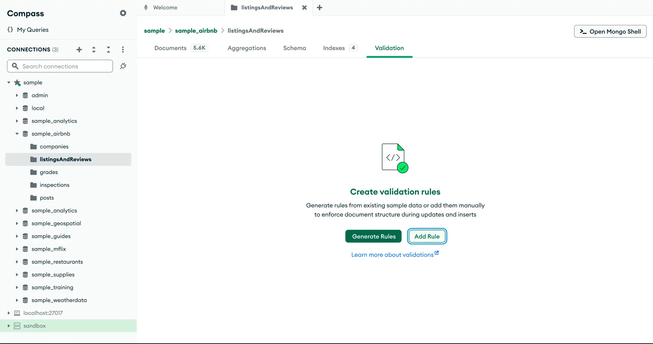 Validation view