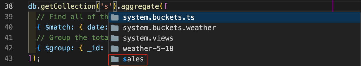 Get collection autocomplete